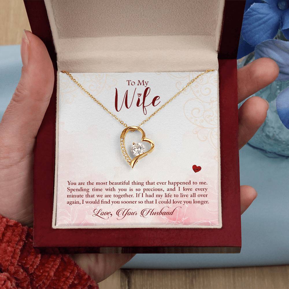 Forever Love Necklace with Message Card : Gifts for Wife -You are the Most Beautiful Thing that Ever Happened to Me - For Anniversary