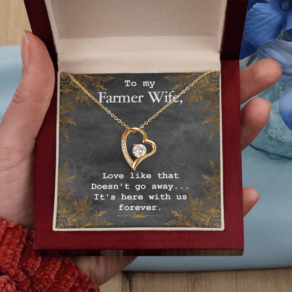 Forever Love Necklace with Message Card : Gifts for Wife - To My Farmer Wife, Love Like That Doesn't Go Away - For Anniversary, Birthday