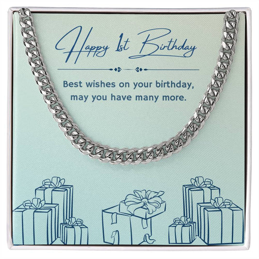 Birthday Gifts for Him: 1st Birthday Gift - Cuban Link Chain with Message Card - For Husband, Boyfriend, Brother, Son, Friend