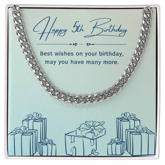 Birthday Gifts for Him: 5th Birthday Gift - Cuban Link Chain with Message Card - For Husband, Boyfriend, Brother, Son, Friend