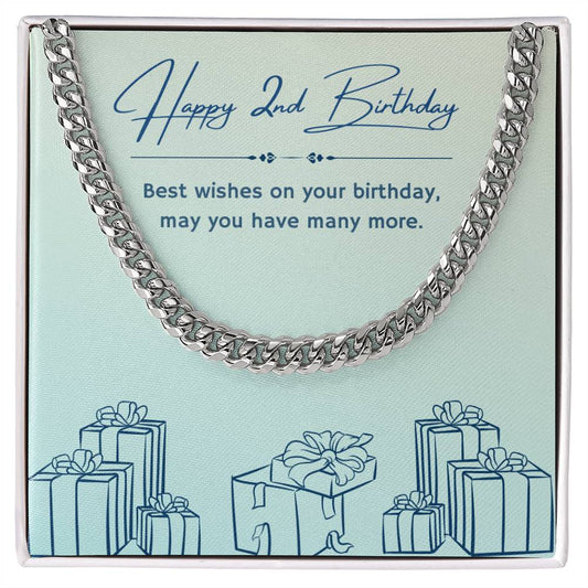 Birthday Gifts for Him: 2nd Birthday Gift - Cuban Link Chain with Message Card - For Husband, Boyfriend, Brother, Son, Friend