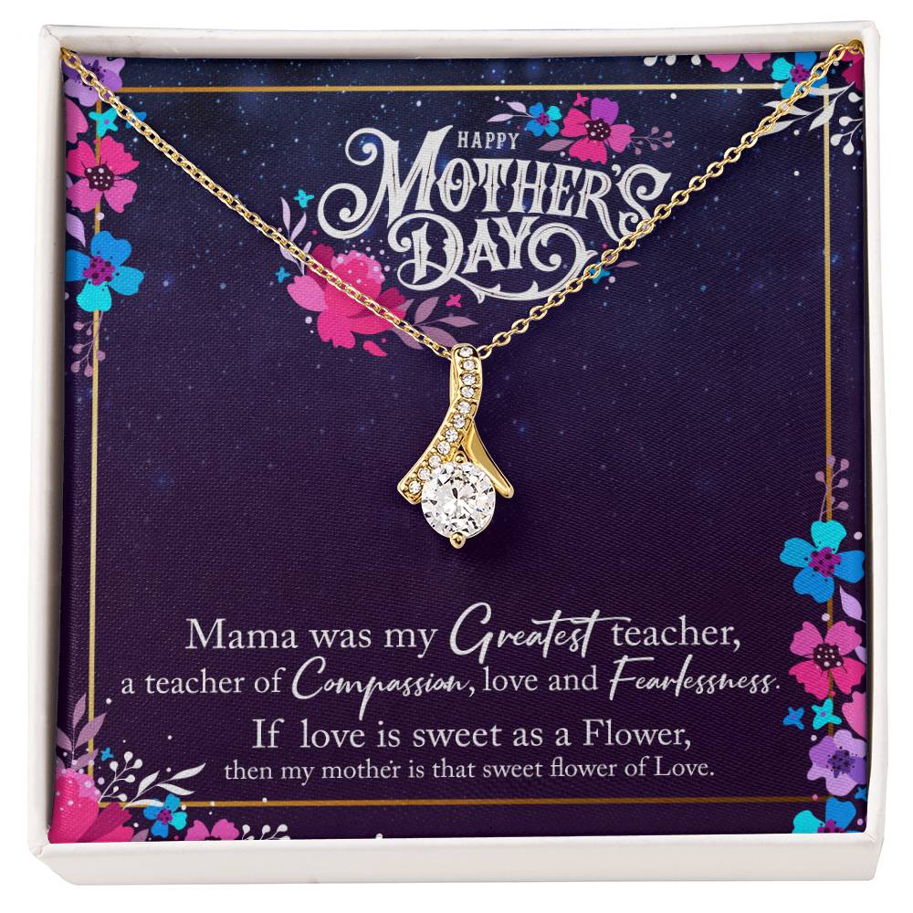 Alluring Beauty Necklace With Message Card : Gifts For Mom - Mama Was my Greatest Teacher - For Mother's Day