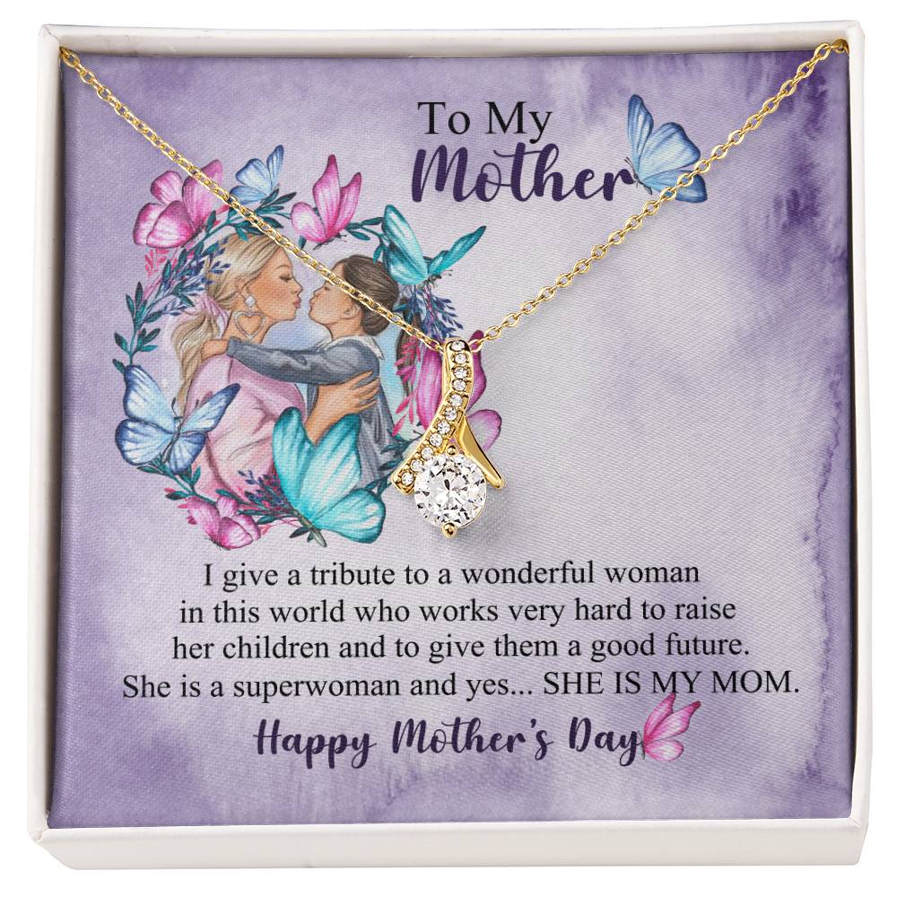 Alluring Beauty Necklace With Message Card : Gifts For Mom - I Give a Tribute to a Wonderful Woman in this World - For Mother's Day