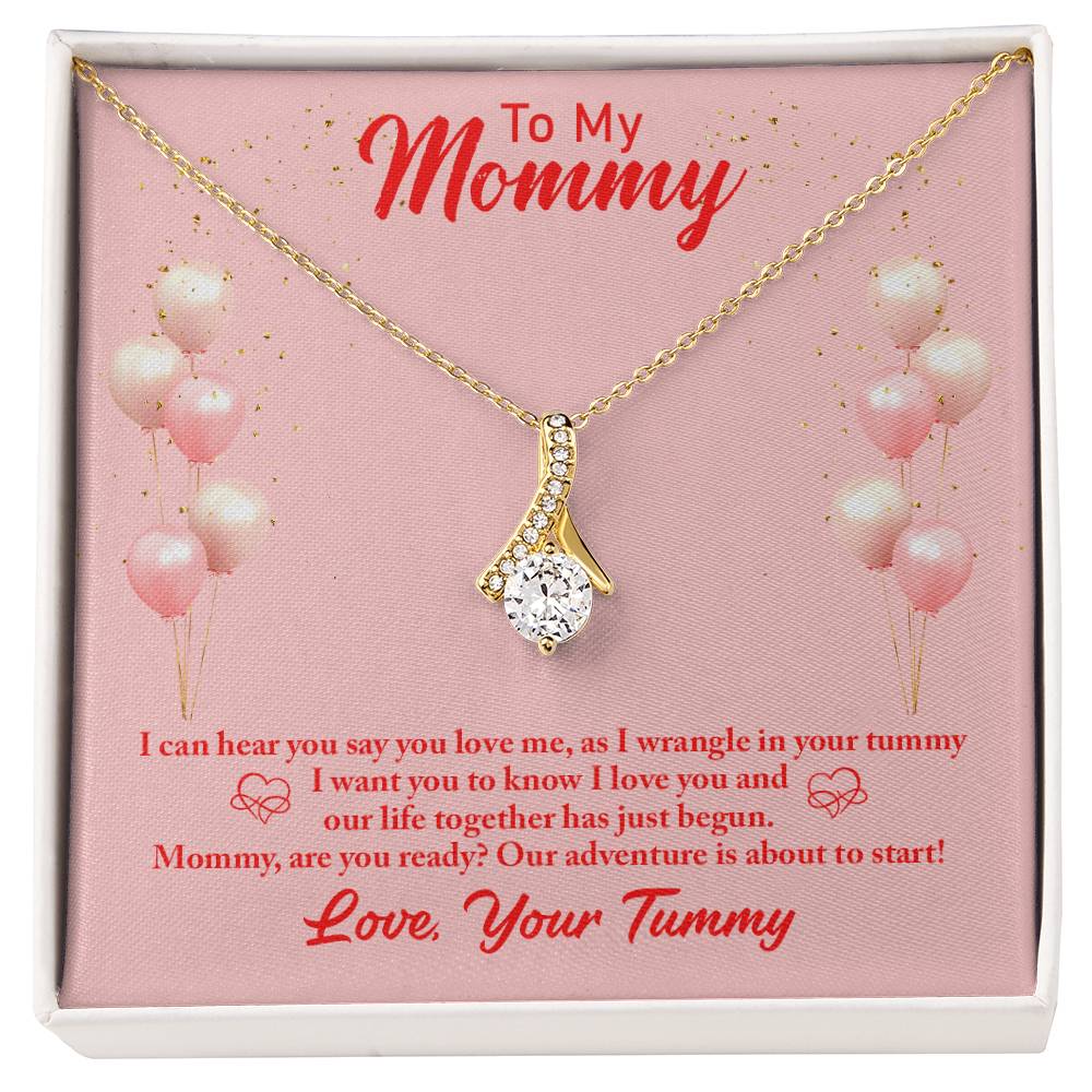 Alluring Beauty Necklace With Message Card : Gifts For Mom - I Can Hear You Say You Love Me As I Wrangle In Your Tummy - For Mother's Day, Birthday