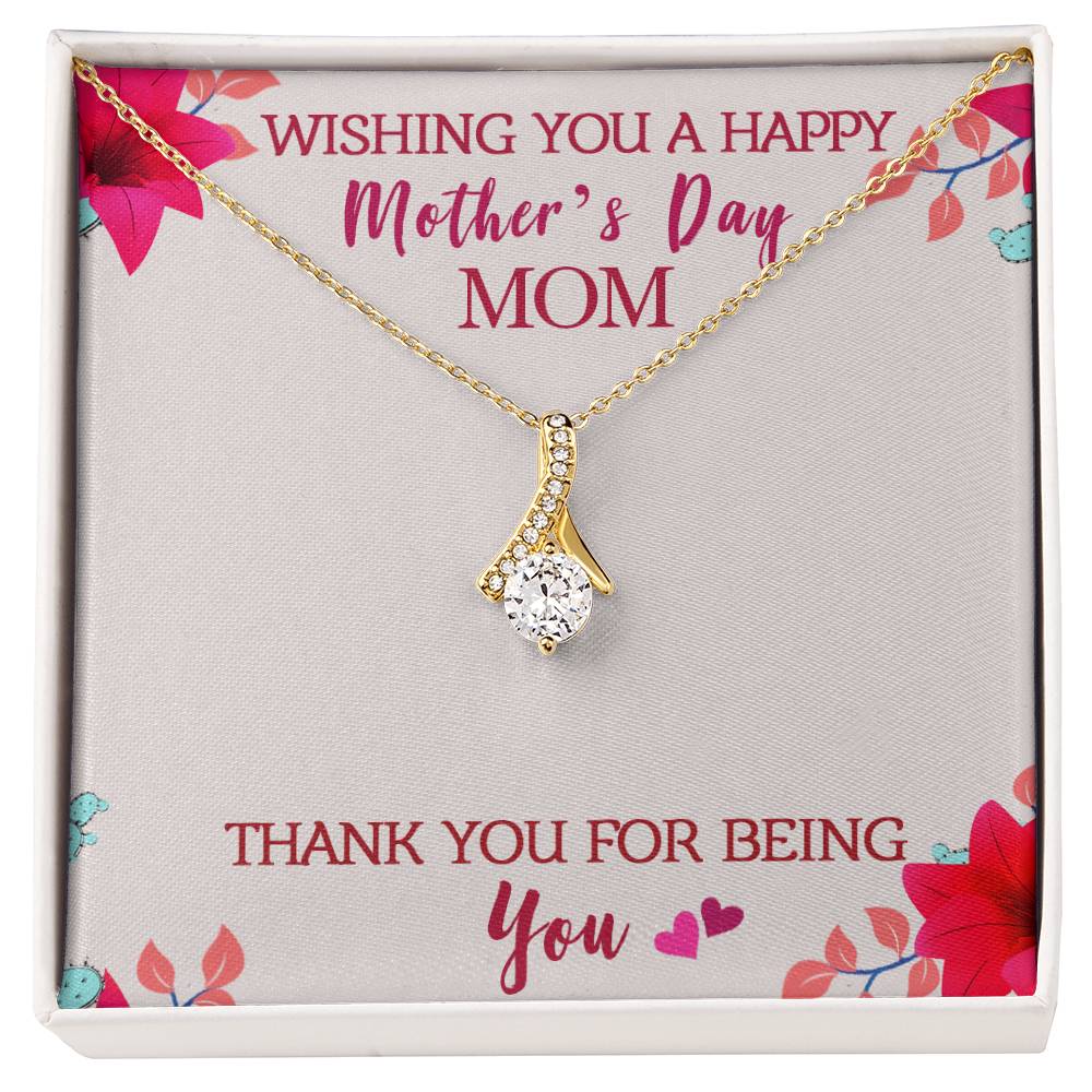 Alluring Beauty Necklace With Message Card : Gifts For Mom - Wishing You a Happy Mother's Day Mom - For Mother's Day