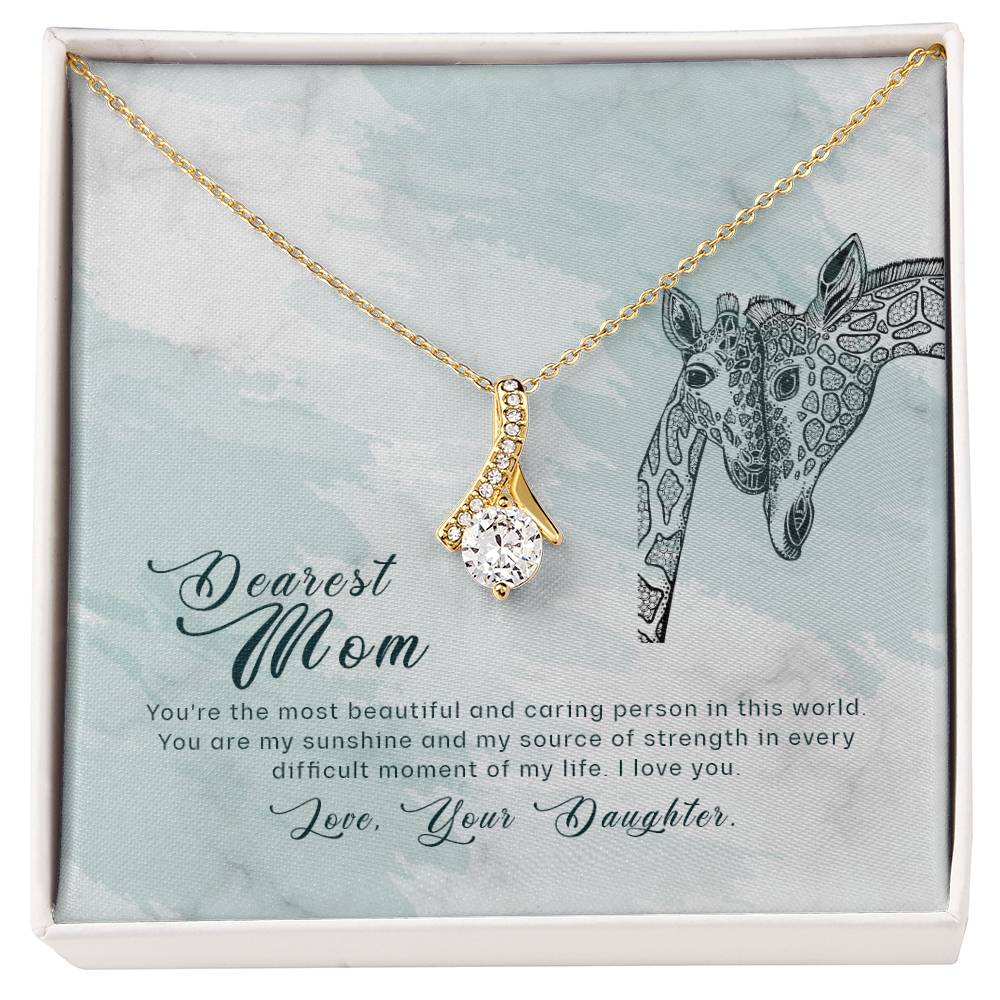 Alluring Beauty Necklace With Message Card : Gifts For Mom - You're the Most Beautiful and Caring Person  - For Mother's Day, Birthday