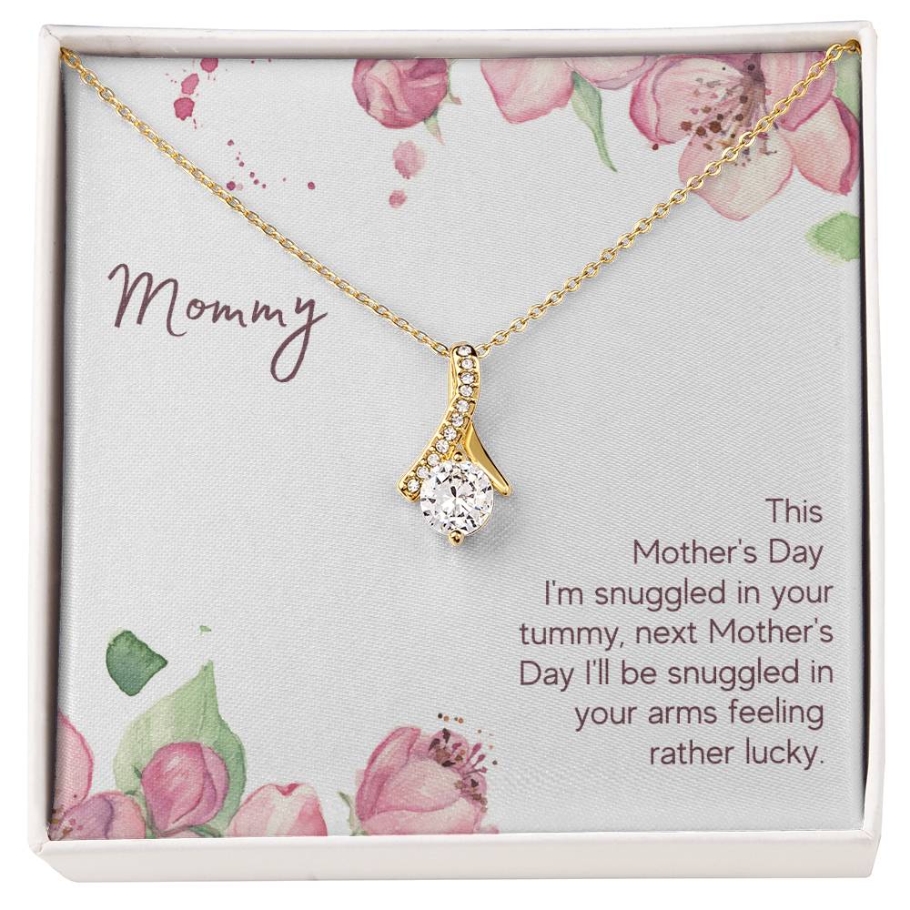 Alluring Beauty Necklace With Message Card : Gifts For Mom - This Mother's Day I'm Snuggled In Your Tummy - For Mother's Day