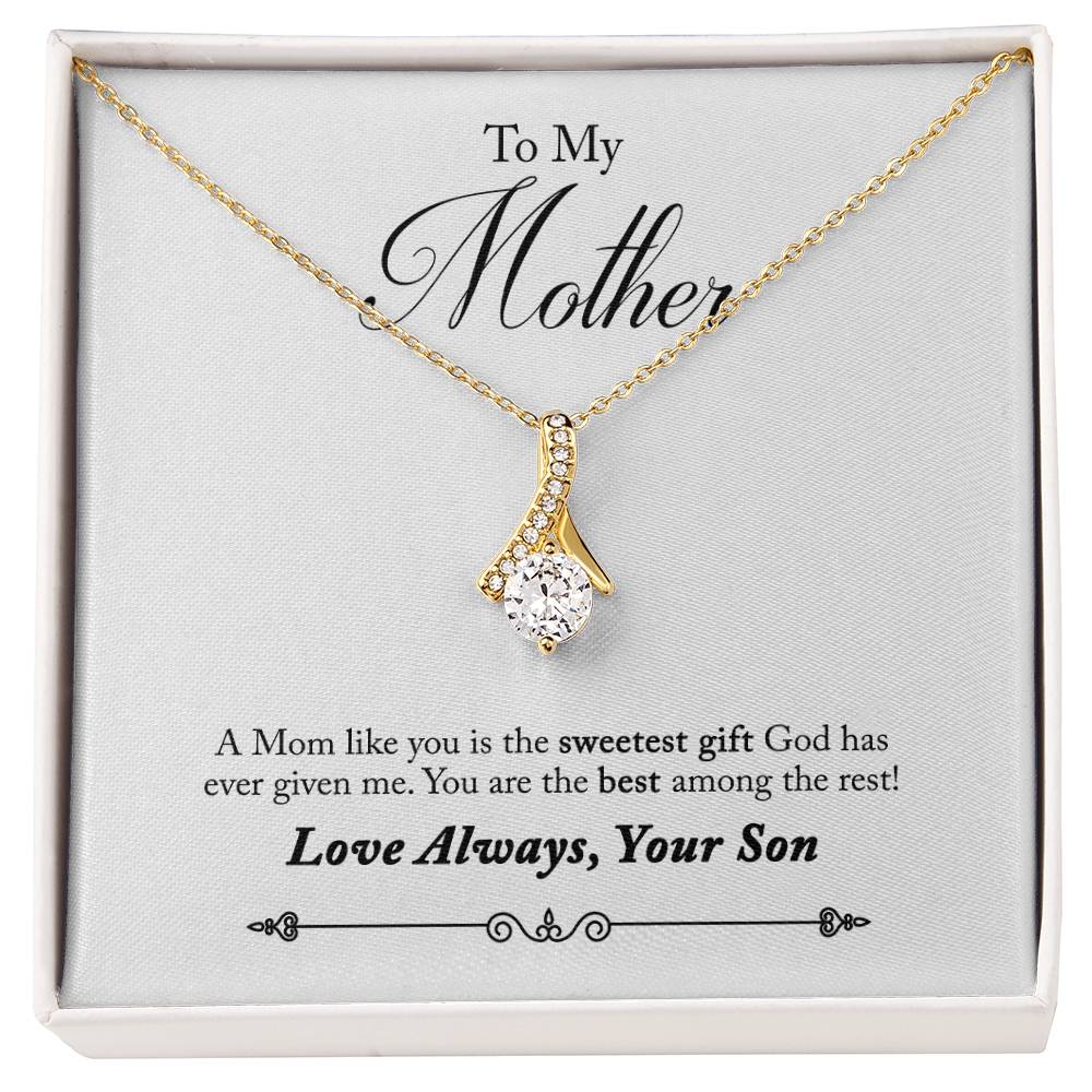 Alluring Beauty Necklace With Message Card : Gifts For Mom - A Mom Like You is the Sweetest Gift God has - For Mother's Day, Birthday