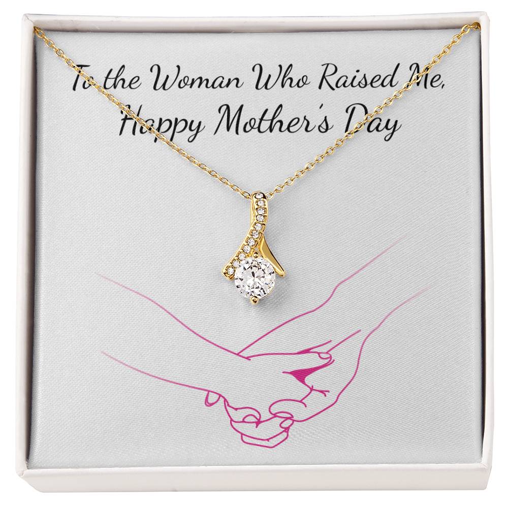 Alluring Beauty Necklace With Message Card : Gifts For Mom - To the Woman Who Raised Me - For Mother's Day