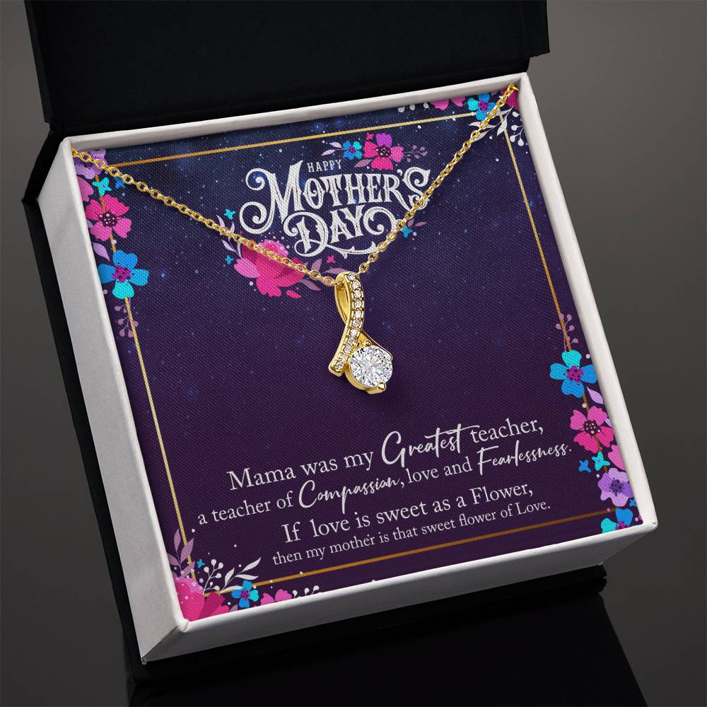 Alluring Beauty Necklace With Message Card : Gifts For Mom - Mama Was my Greatest Teacher - For Mother's Day