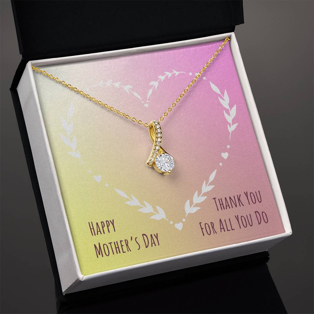 Alluring Beauty Necklace With Message Card : Gifts For Mom - Thank You For All You Do - For Mother's Day