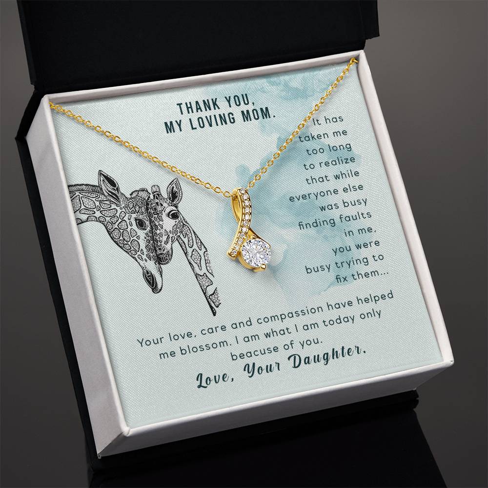 Alluring Beauty Necklace With Message Card : Gifts For Mom - Your Love Care and Compassion Have Helped Me Blossom - For Mother's Day, Birthday