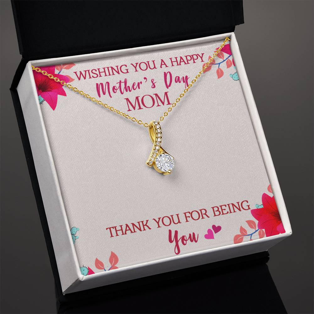 Alluring Beauty Necklace With Message Card : Gifts For Mom - Wishing You a Happy Mother's Day Mom - For Mother's Day