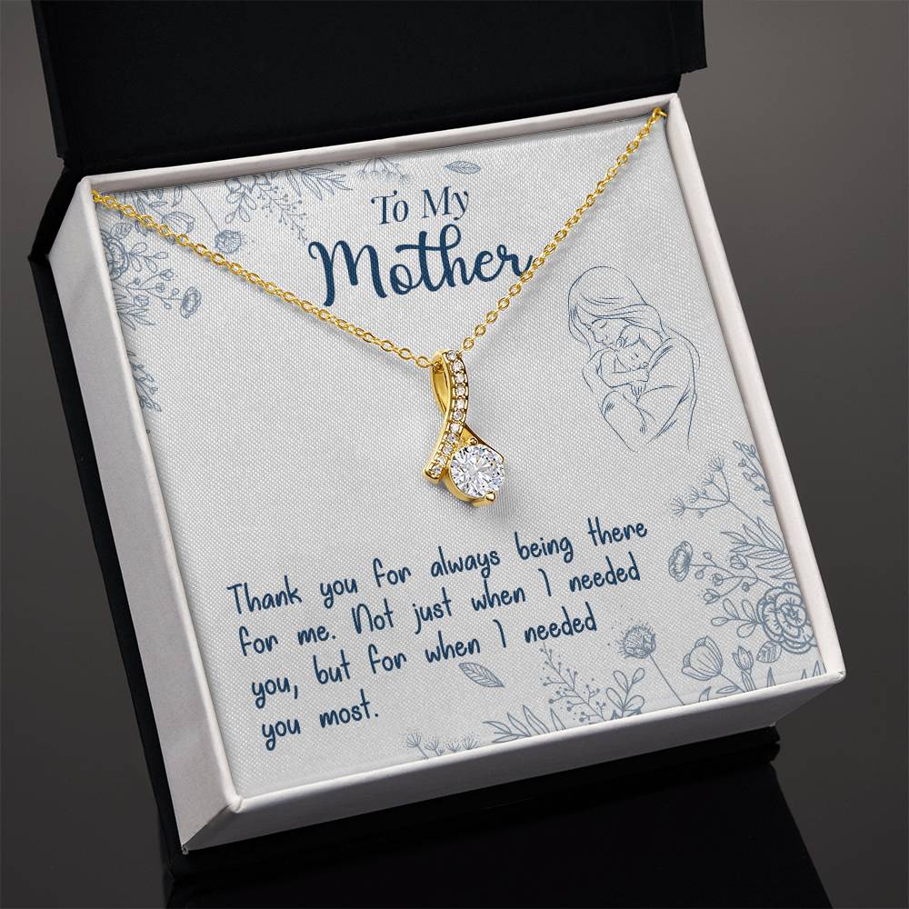 Alluring Beauty Necklace With Message Card : Gifts For Mom - Thank You For Always Being There For Me - For Mother's Day, Birthday