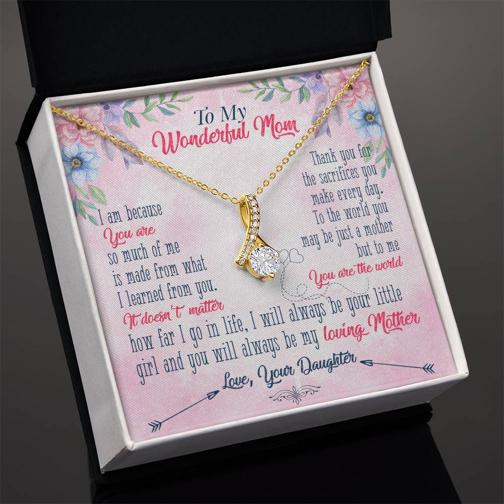 Alluring Beauty Necklace With Message Card : Gifts For Mom - I Am Because You Are So Much of Me - For Mother's Day, Birthday