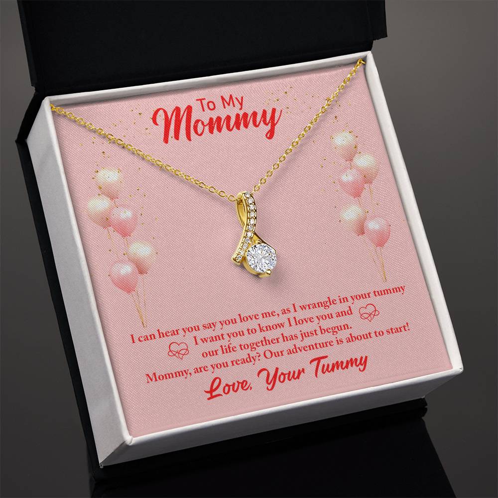 Alluring Beauty Necklace With Message Card : Gifts For Mom - I Can Hear You Say You Love Me As I Wrangle In Your Tummy - For Mother's Day, Birthday