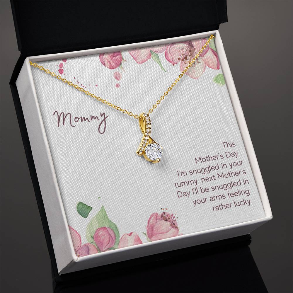 Alluring Beauty Necklace With Message Card : Gifts For Mom - This Mother's Day I'm Snuggled In Your Tummy - For Mother's Day