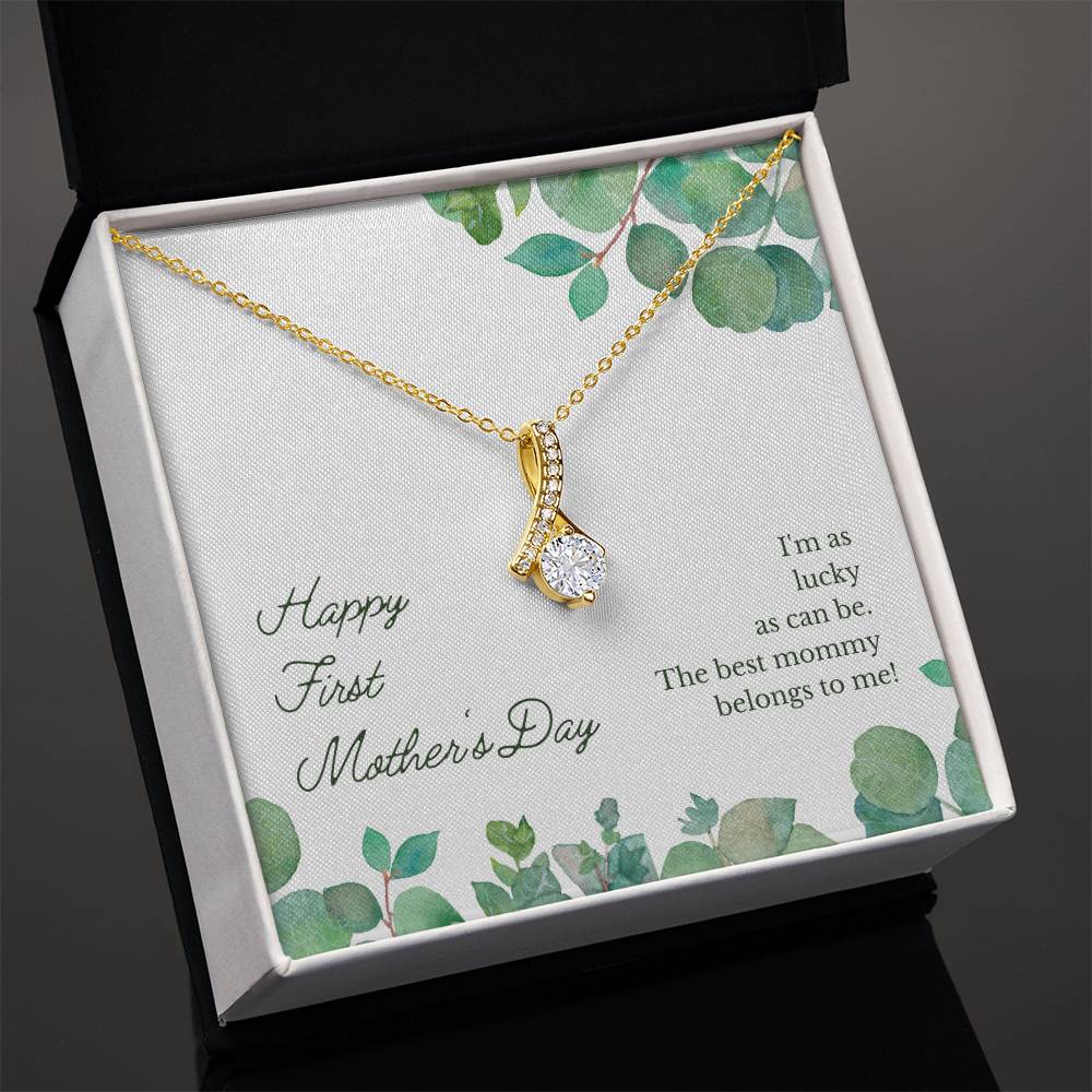 Alluring Beauty Necklace With Message Card : Gifts For Mom - Happy First Mother's Day - For Mother's Day