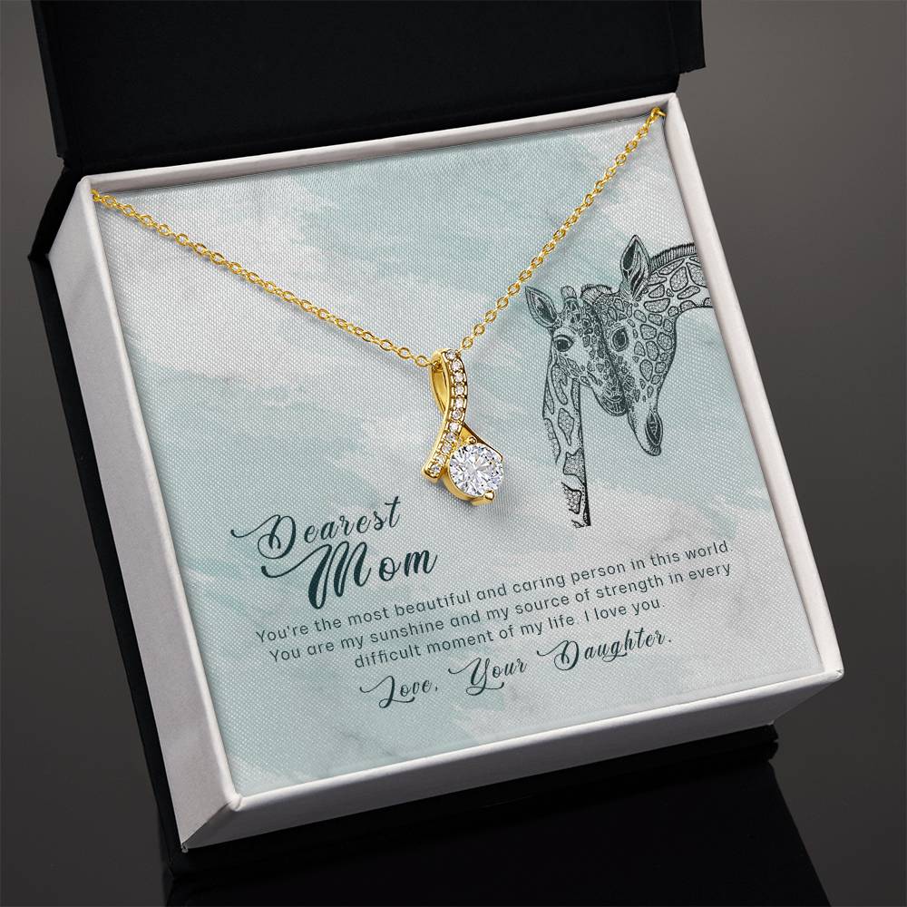 Alluring Beauty Necklace With Message Card : Gifts For Mom - You're the Most Beautiful and Caring Person  - For Mother's Day, Birthday