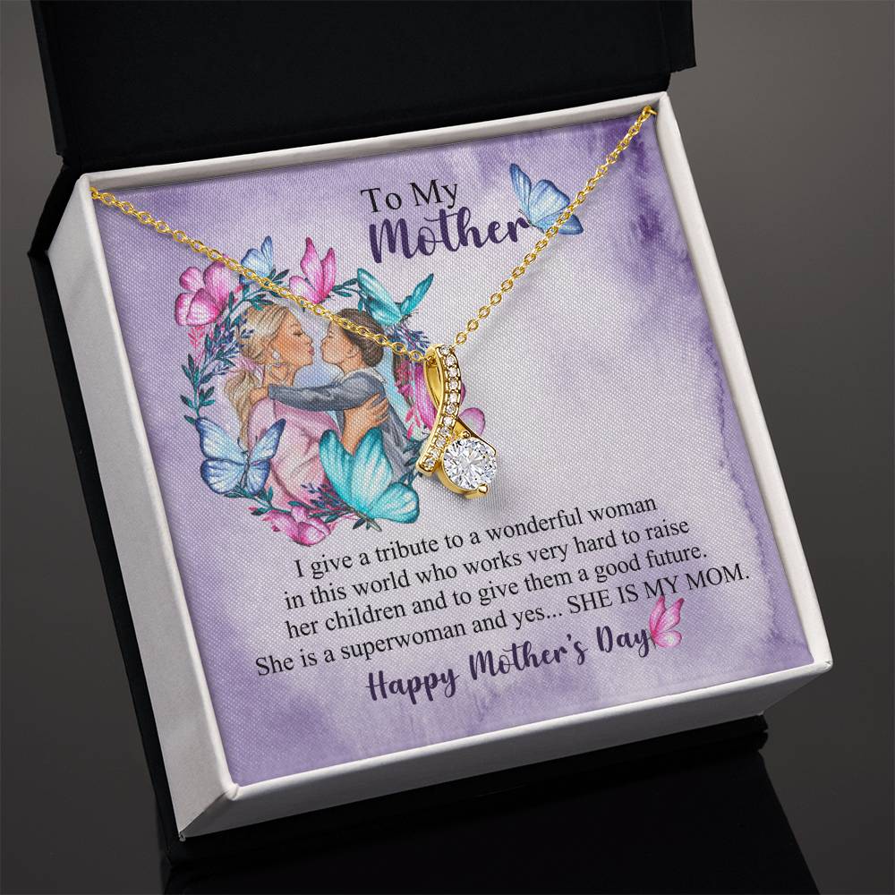 Alluring Beauty Necklace With Message Card : Gifts For Mom - I Give a Tribute to a Wonderful Woman in this World - For Mother's Day