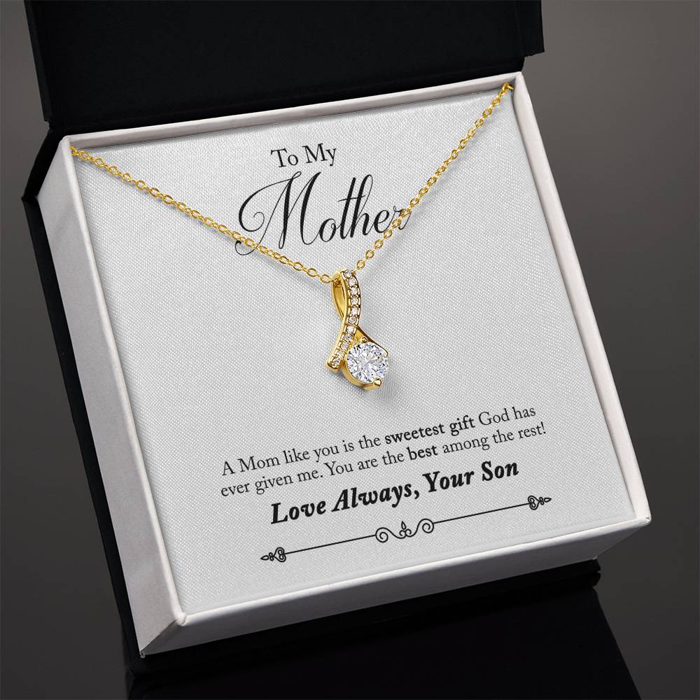 Alluring Beauty Necklace With Message Card : Gifts For Mom - A Mom Like You is the Sweetest Gift God has - For Mother's Day, Birthday