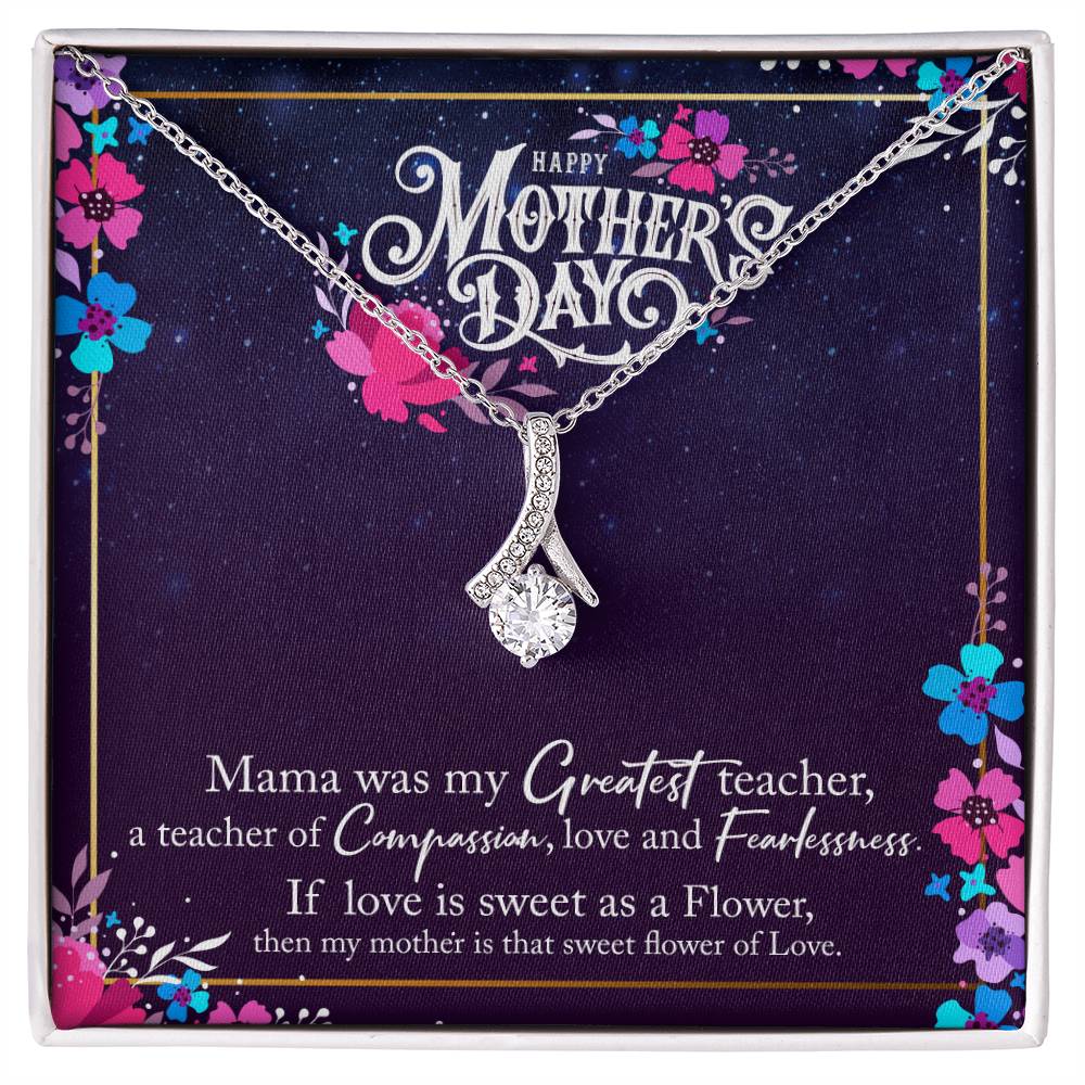 Alluring Beauty Necklace With Message Card : Gifts For Mom - Mama Was my Greatest Teacher - For Mother's Day