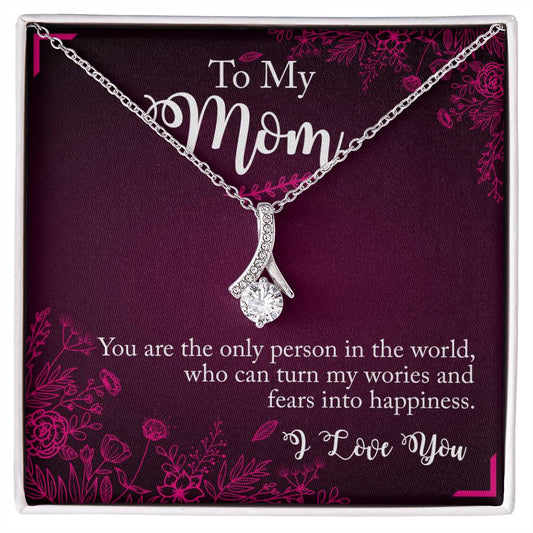 Alluring Beauty Necklace With Message Card : Gifts For Mom - You are the Only Person in the World - For Mother's Day, Birthday