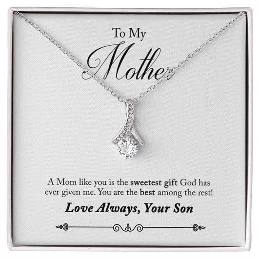 Alluring Beauty Necklace With Message Card : Gifts For Mom - A Mom Like You is the Sweetest Gift God has - For Mother's Day, Birthday