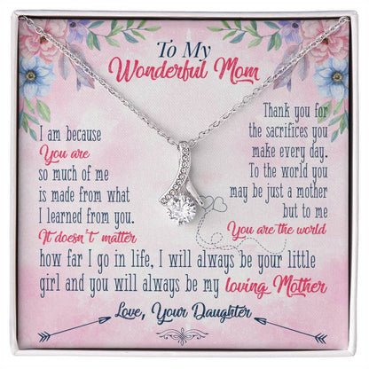 Alluring Beauty Necklace With Message Card : Gifts For Mom - I Am Because You Are So Much of Me - For Mother's Day, Birthday