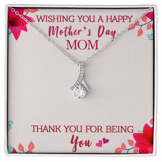 Alluring Beauty Necklace With Message Card : Gifts For Mom - Wishing You a Happy Mother's Day Mom - For Mother's Day