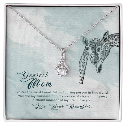 Alluring Beauty Necklace With Message Card : Gifts For Mom - You're the Most Beautiful and Caring Person  - For Mother's Day, Birthday