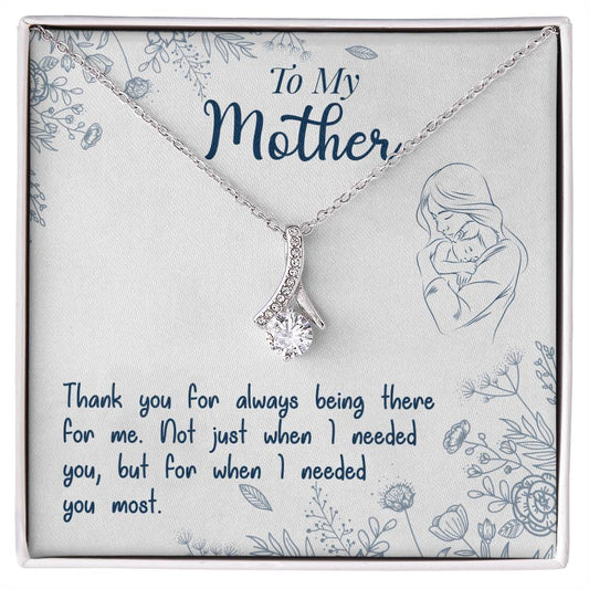 Alluring Beauty Necklace With Message Card : Gifts For Mom - Thank You For Always Being There For Me - For Mother's Day, Birthday