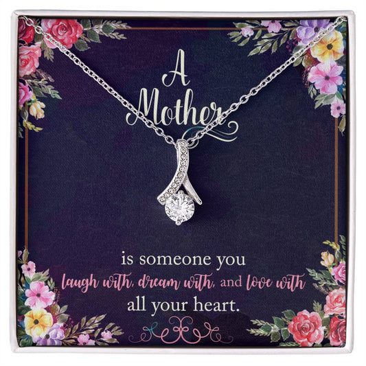 Alluring Beauty Necklace With Message Card : Gifts For Mom - A Mother is Someone You Laugh with - For Mother's Day, Birthday