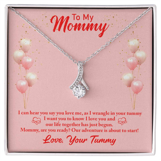 Alluring Beauty Necklace With Message Card : Gifts For Mom - I Can Hear You Say You Love Me As I Wrangle In Your Tummy - For Mother's Day, Birthday