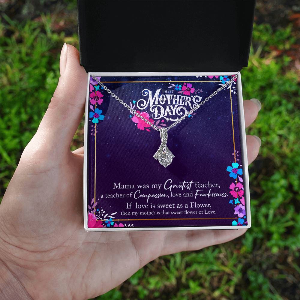 Alluring Beauty Necklace With Message Card : Gifts For Mom - Mama Was my Greatest Teacher - For Mother's Day