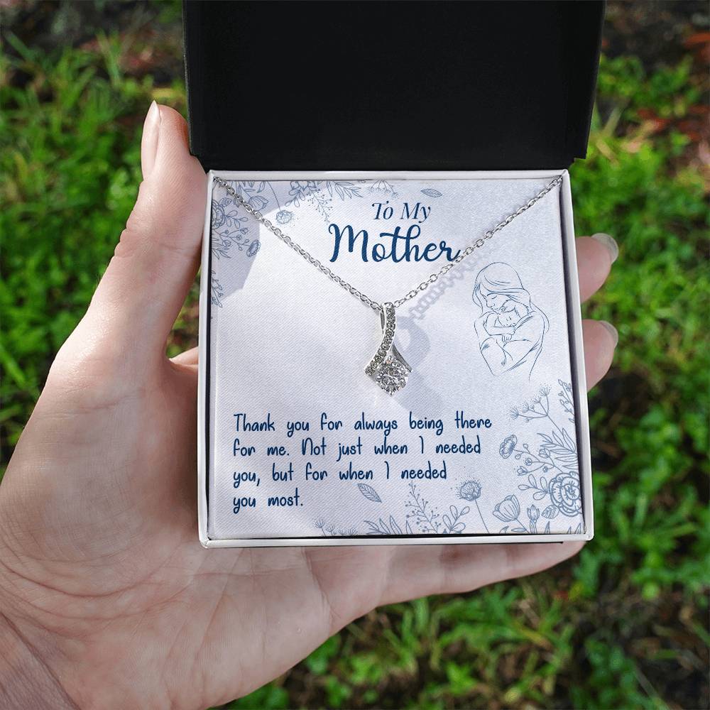 Alluring Beauty Necklace With Message Card : Gifts For Mom - Thank You For Always Being There For Me - For Mother's Day, Birthday