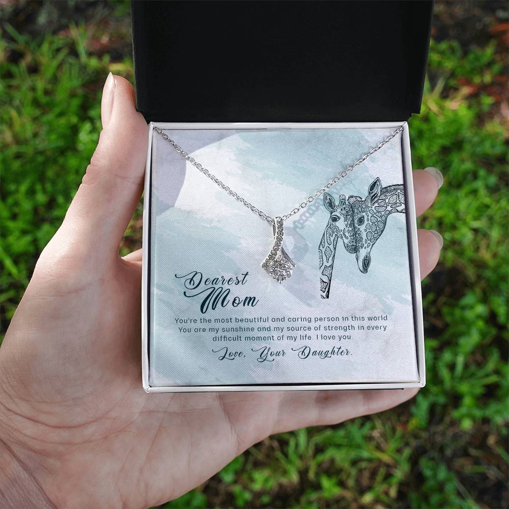 Alluring Beauty Necklace With Message Card : Gifts For Mom - You're the Most Beautiful and Caring Person  - For Mother's Day, Birthday