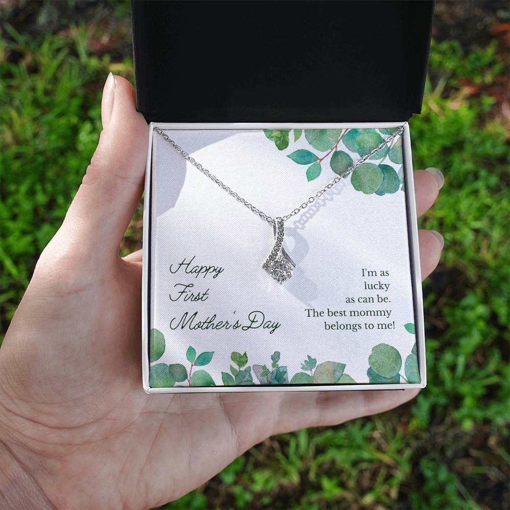 Alluring Beauty Necklace With Message Card : Gifts For Mom - Happy First Mother's Day - For Mother's Day