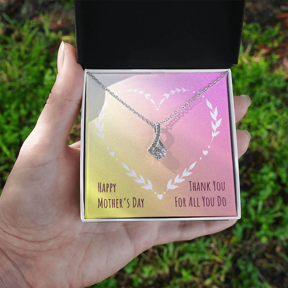 Alluring Beauty Necklace With Message Card : Gifts For Mom - Thank You For All You Do - For Mother's Day