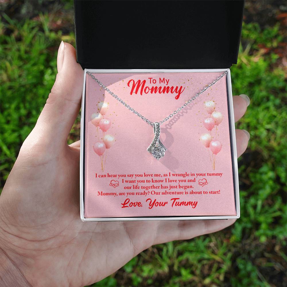 Alluring Beauty Necklace With Message Card : Gifts For Mom - I Can Hear You Say You Love Me As I Wrangle In Your Tummy - For Mother's Day, Birthday