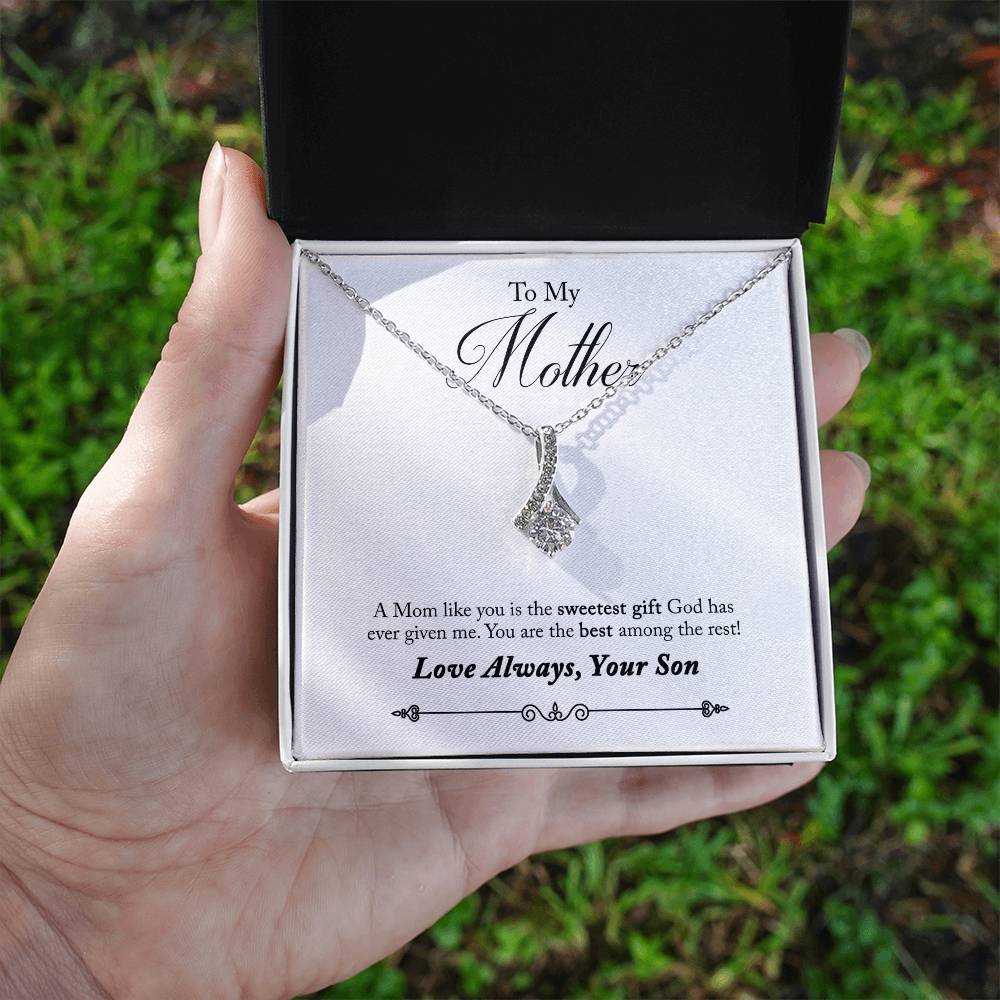 Alluring Beauty Necklace With Message Card : Gifts For Mom - A Mom Like You is the Sweetest Gift God has - For Mother's Day, Birthday