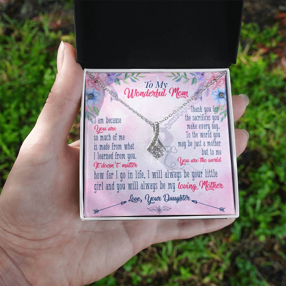 Alluring Beauty Necklace With Message Card : Gifts For Mom - I Am Because You Are So Much of Me - For Mother's Day, Birthday