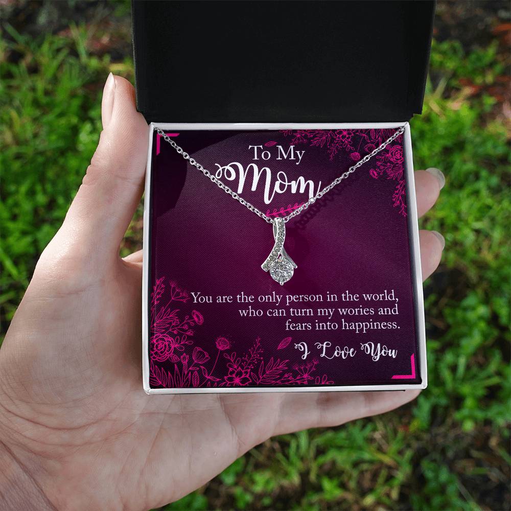 Alluring Beauty Necklace With Message Card : Gifts For Mom - You are the Only Person in the World - For Mother's Day, Birthday