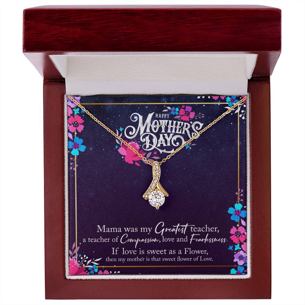 Alluring Beauty Necklace With Message Card : Gifts For Mom - Mama Was my Greatest Teacher - For Mother's Day