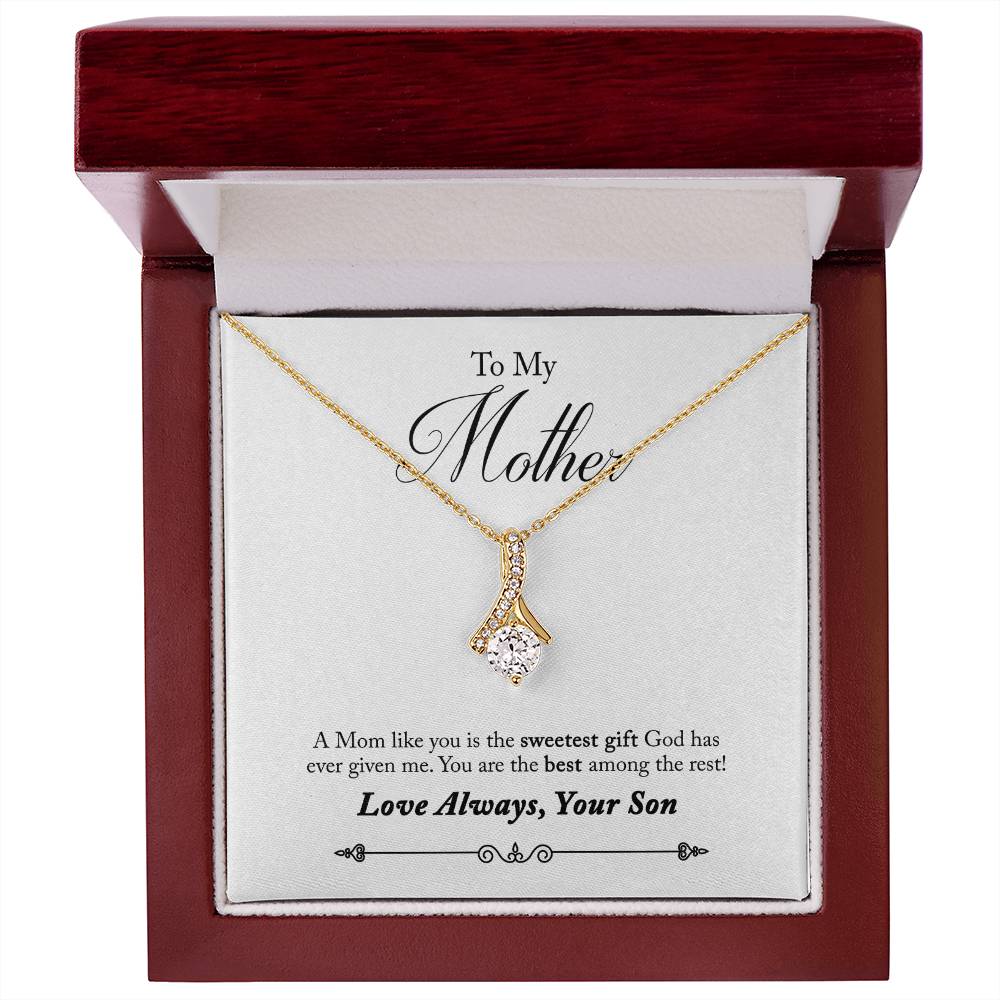 Alluring Beauty Necklace With Message Card : Gifts For Mom - A Mom Like You is the Sweetest Gift God has - For Mother's Day, Birthday