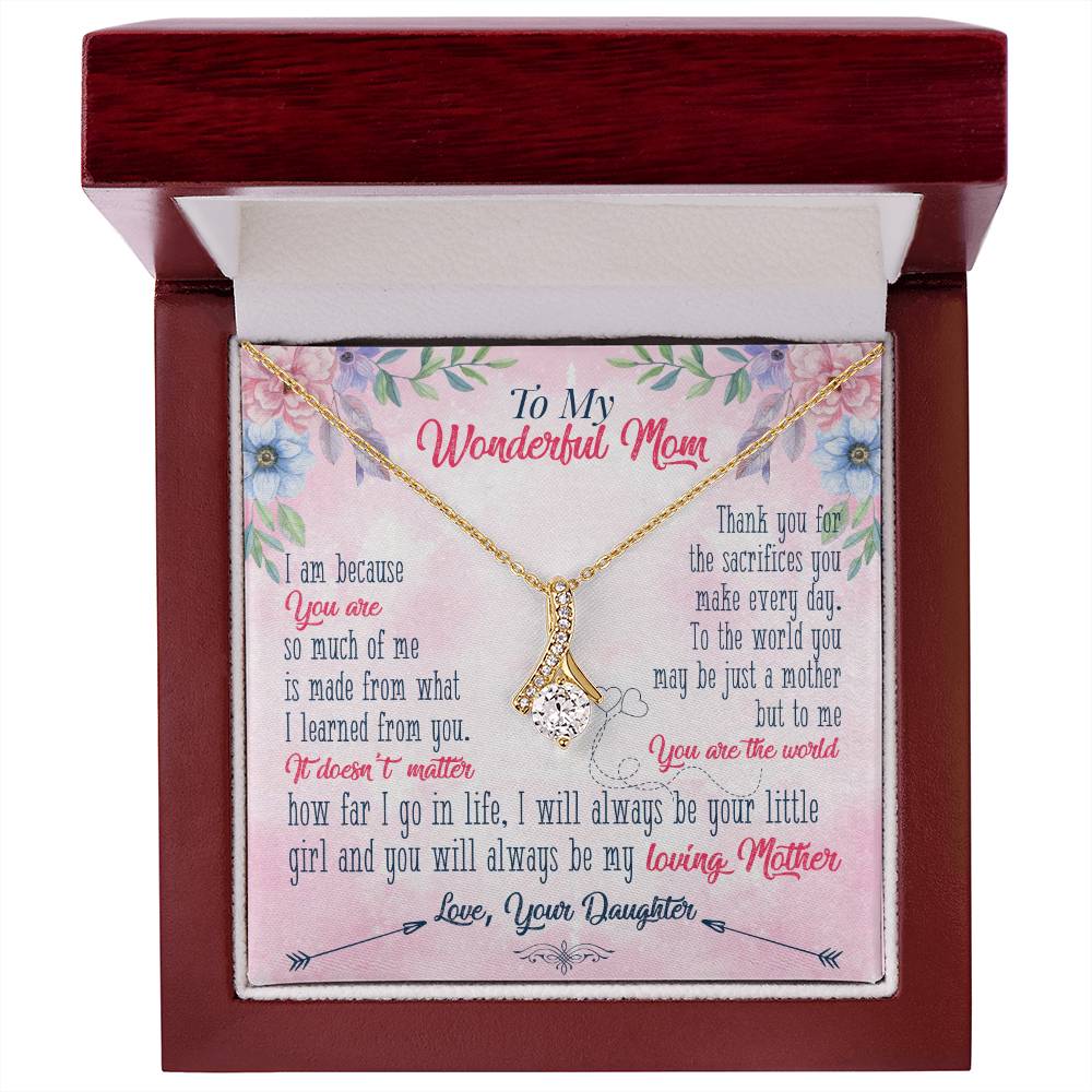 Alluring Beauty Necklace With Message Card : Gifts For Mom - I Am Because You Are So Much of Me - For Mother's Day, Birthday