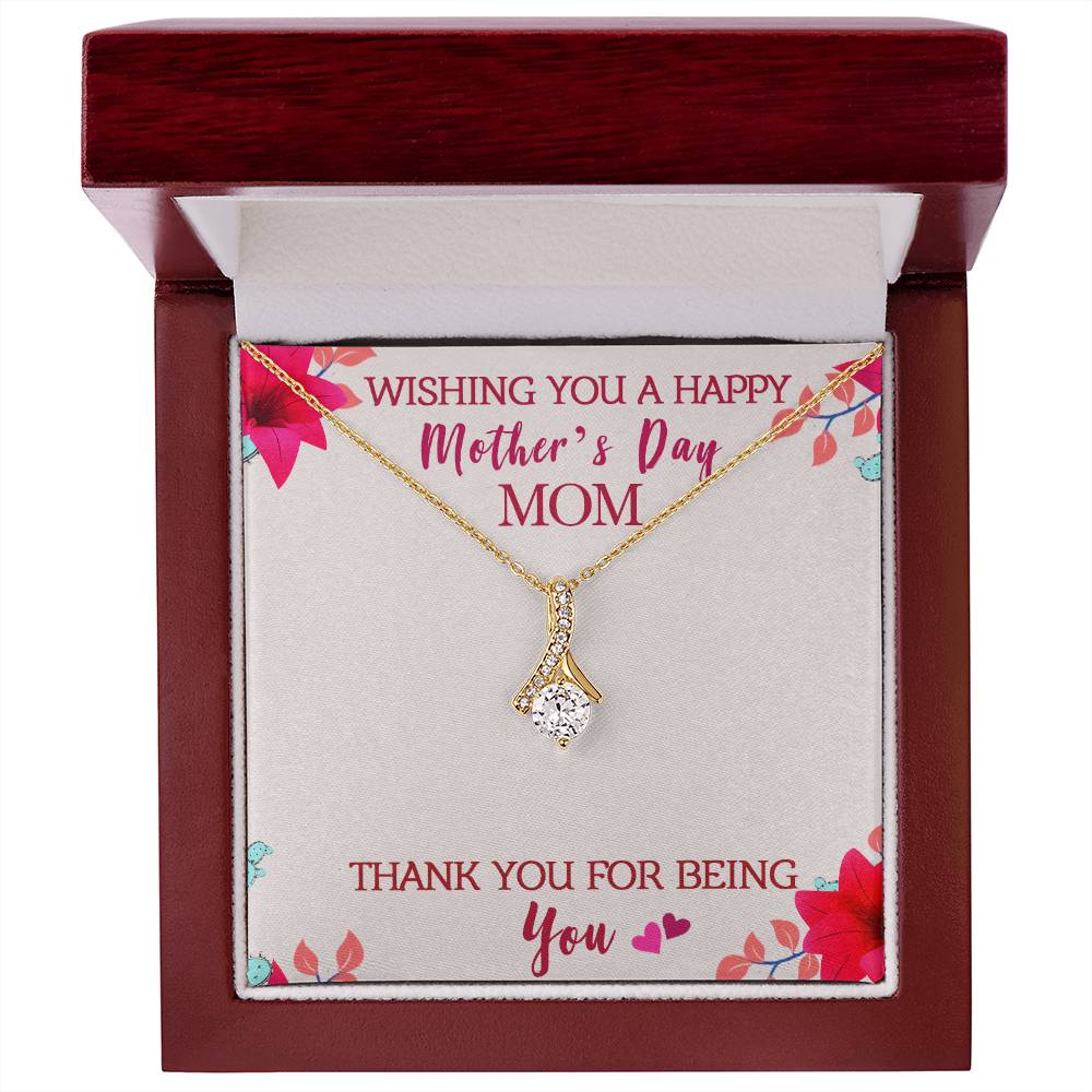 Alluring Beauty Necklace With Message Card : Gifts For Mom - Wishing You a Happy Mother's Day Mom - For Mother's Day