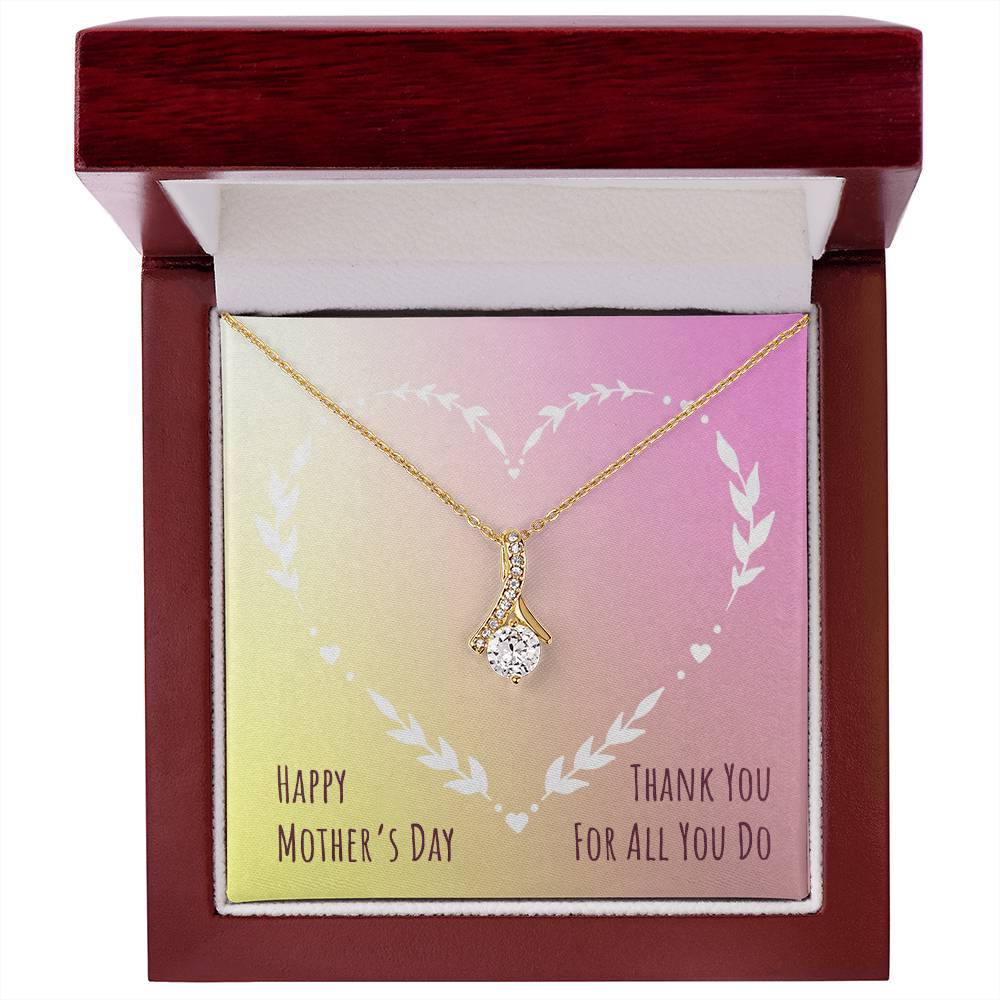 Alluring Beauty Necklace With Message Card : Gifts For Mom - Thank You For All You Do - For Mother's Day