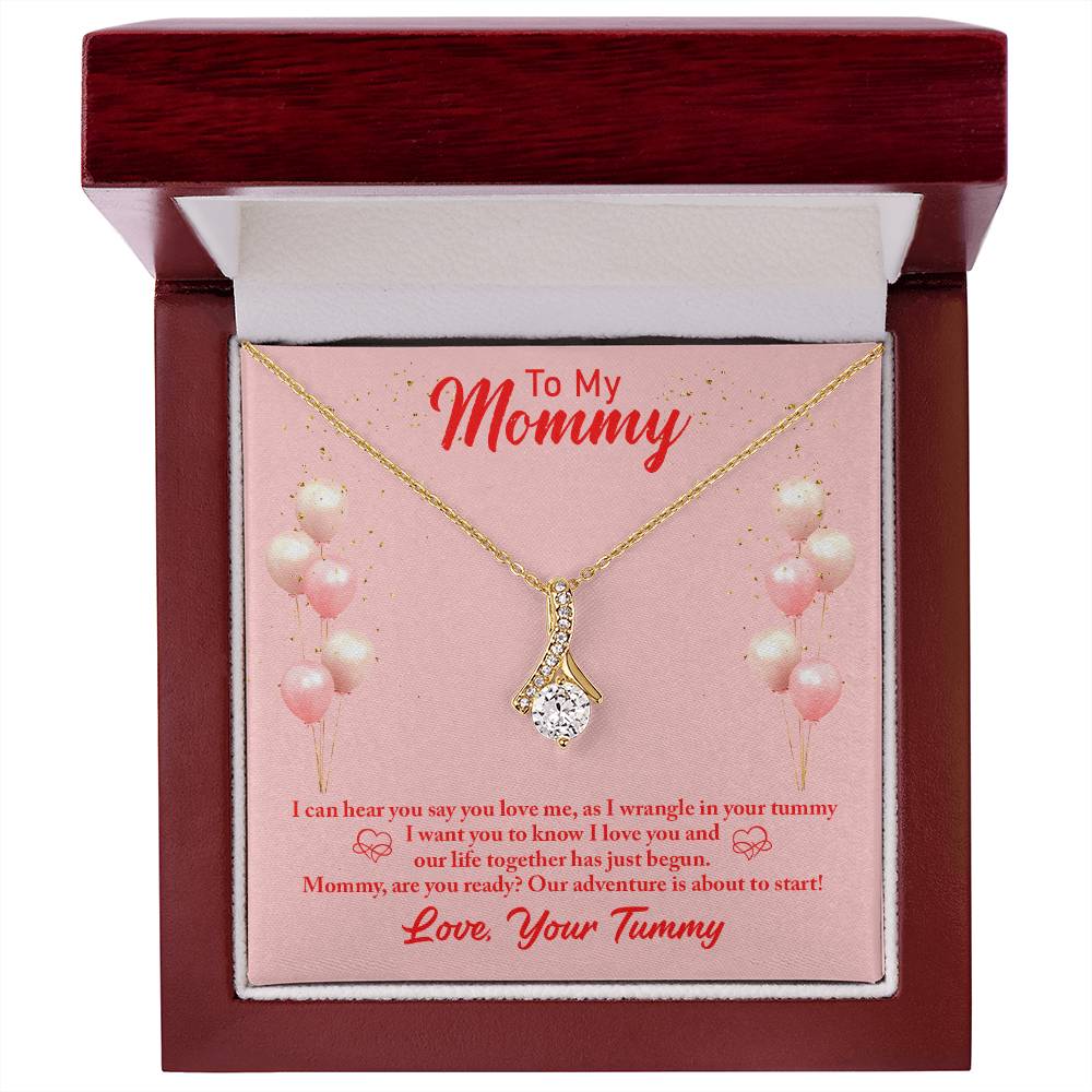 Alluring Beauty Necklace With Message Card : Gifts For Mom - I Can Hear You Say You Love Me As I Wrangle In Your Tummy - For Mother's Day, Birthday