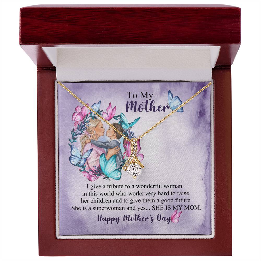 Alluring Beauty Necklace With Message Card : Gifts For Mom - I Give a Tribute to a Wonderful Woman in this World - For Mother's Day